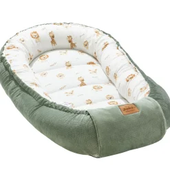 Muślinowy Kokon Comfort - Baby Safari i oliwkowy Velvet