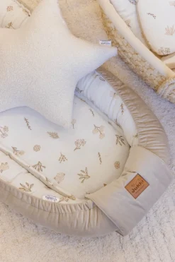 Muślinowy Kokon Comfort - Golden Meadow i Ecru Velvet