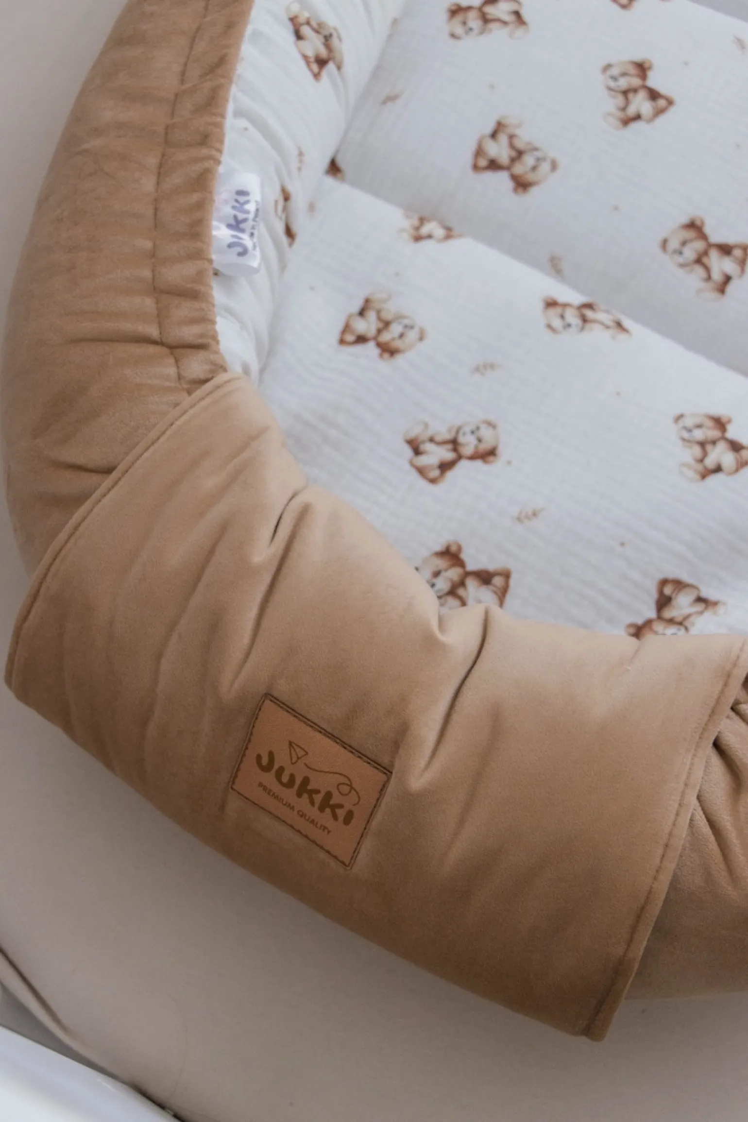 Muślinowy Kokon XXL 65 x 120 cm - Baby Bear i Toffee Soft Velvet