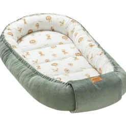 Muślinowy Kokon XXL 65 x 120 cm - Baby Safari i oliwkowy Velvet
