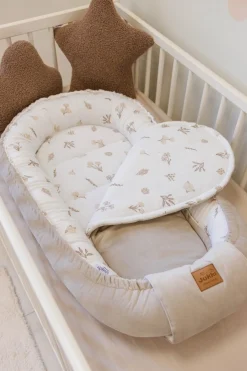 Muślinowy Materac do kokonu Comfort - Golden Meadow i Ecru Velvet