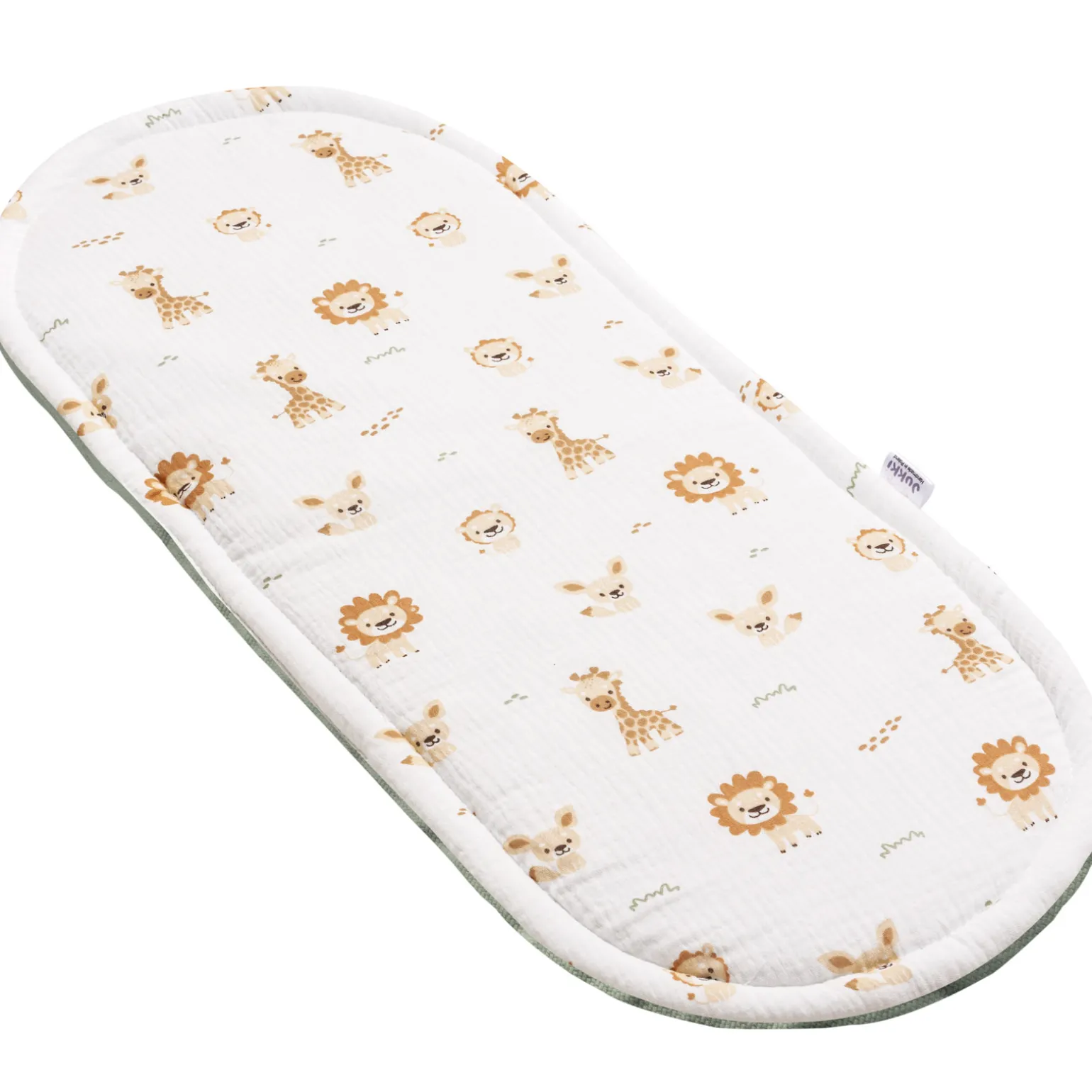Muślinowy Materac do kokonu Comfort - Baby Safari i oliwkowy Velvet