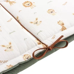 Muślinowy Ochraniacz do łóżeczka - Baby Safari i oliwkowy Velvet