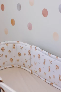 Muślinowy Ochraniacz do łóżeczka - Baby Safari i oliwkowy Velvet