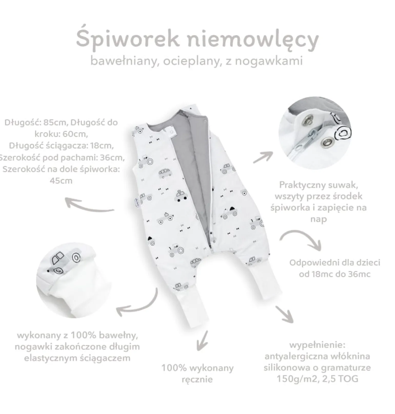 Muślinowy Śpiworek dziecięcy XL - ocieplany z nogawkami - Golden Meadow