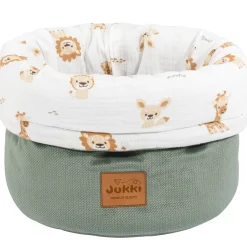 Muślinowy Pojemnik / koszyk na akcesoria dla niemowlaka -Baby Safari i oliwkowy Velvet