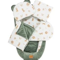 Muślinowy Zestaw 5 elementowy Comfort - Baby Safari i oliwkowy Velvet