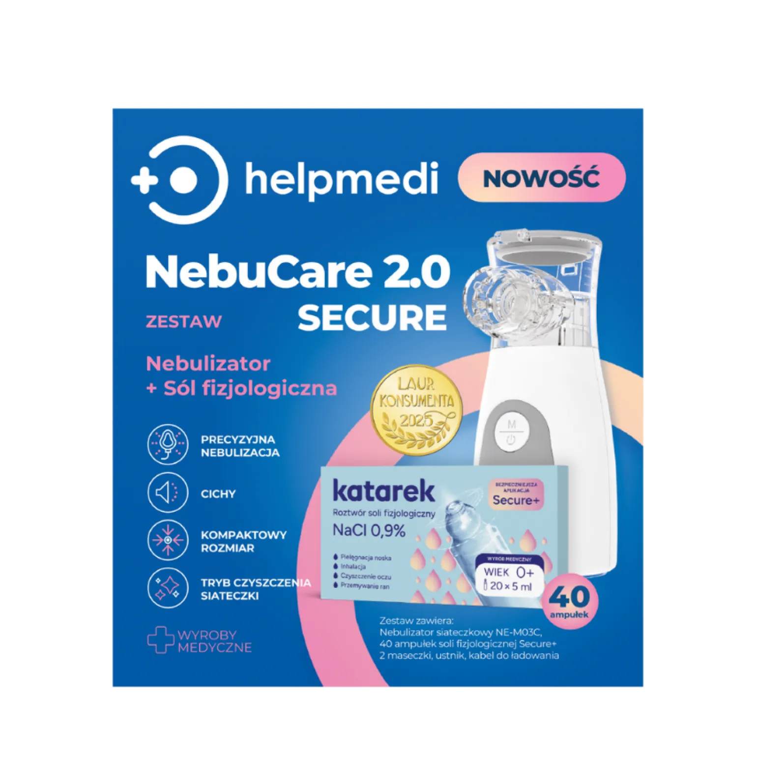 NebuCare Secure 2.0 Zestaw do nebulizacji HelpMedi Katarek