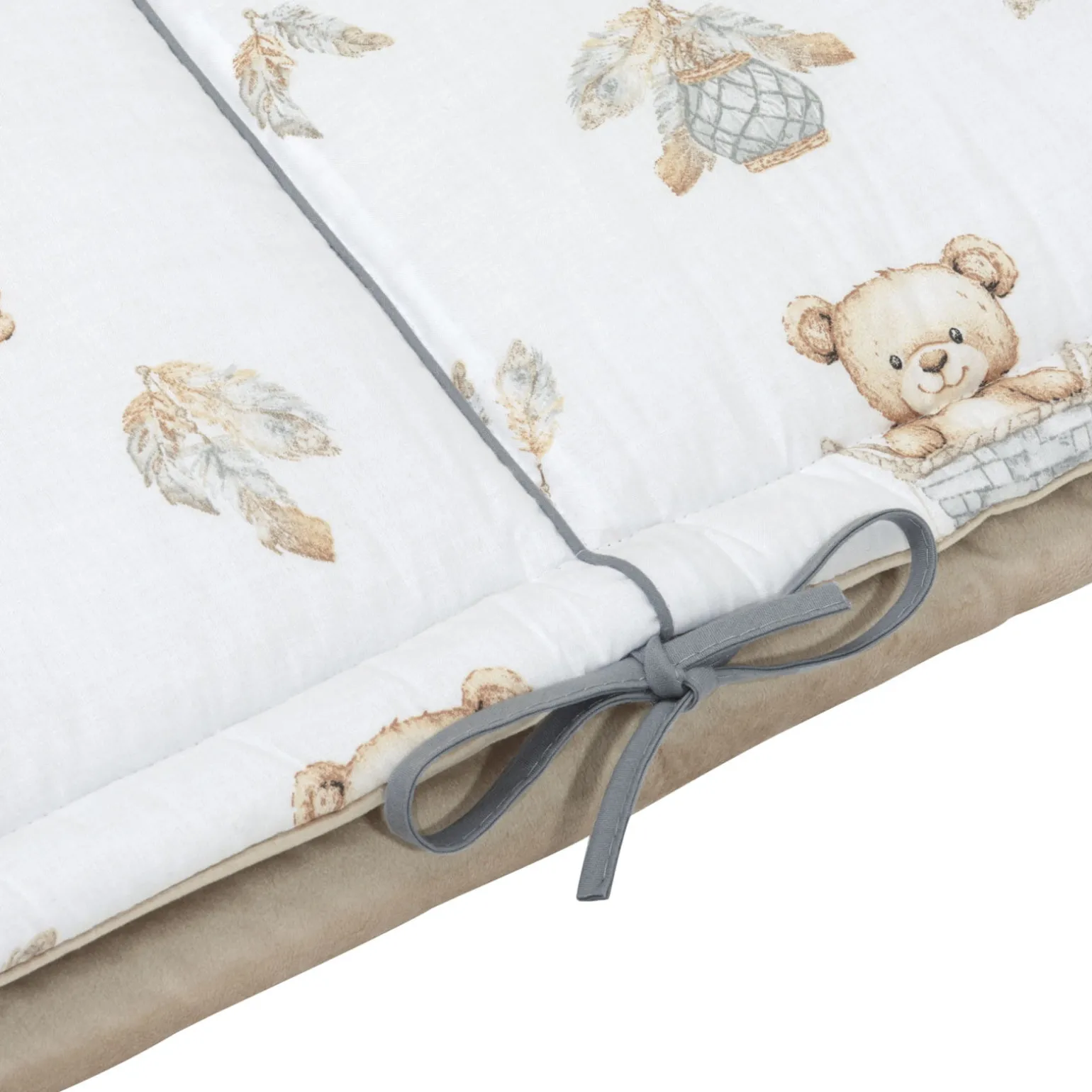 Ochraniacz do łóżeczka - Boho Bears i Cappuccino Soft Velvet