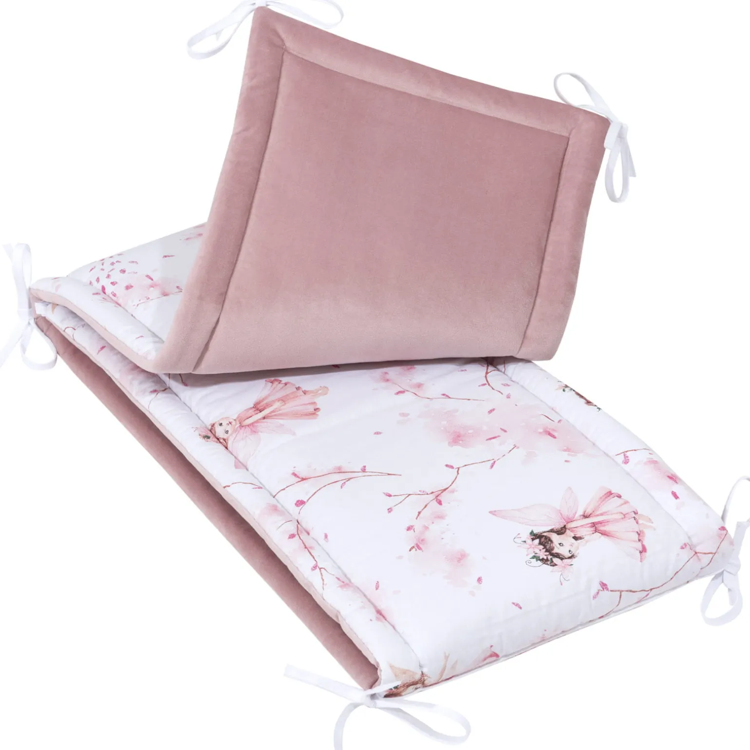 Ochraniacz do łóżeczka - Little Fairy i Smokey Pink Soft Velvet