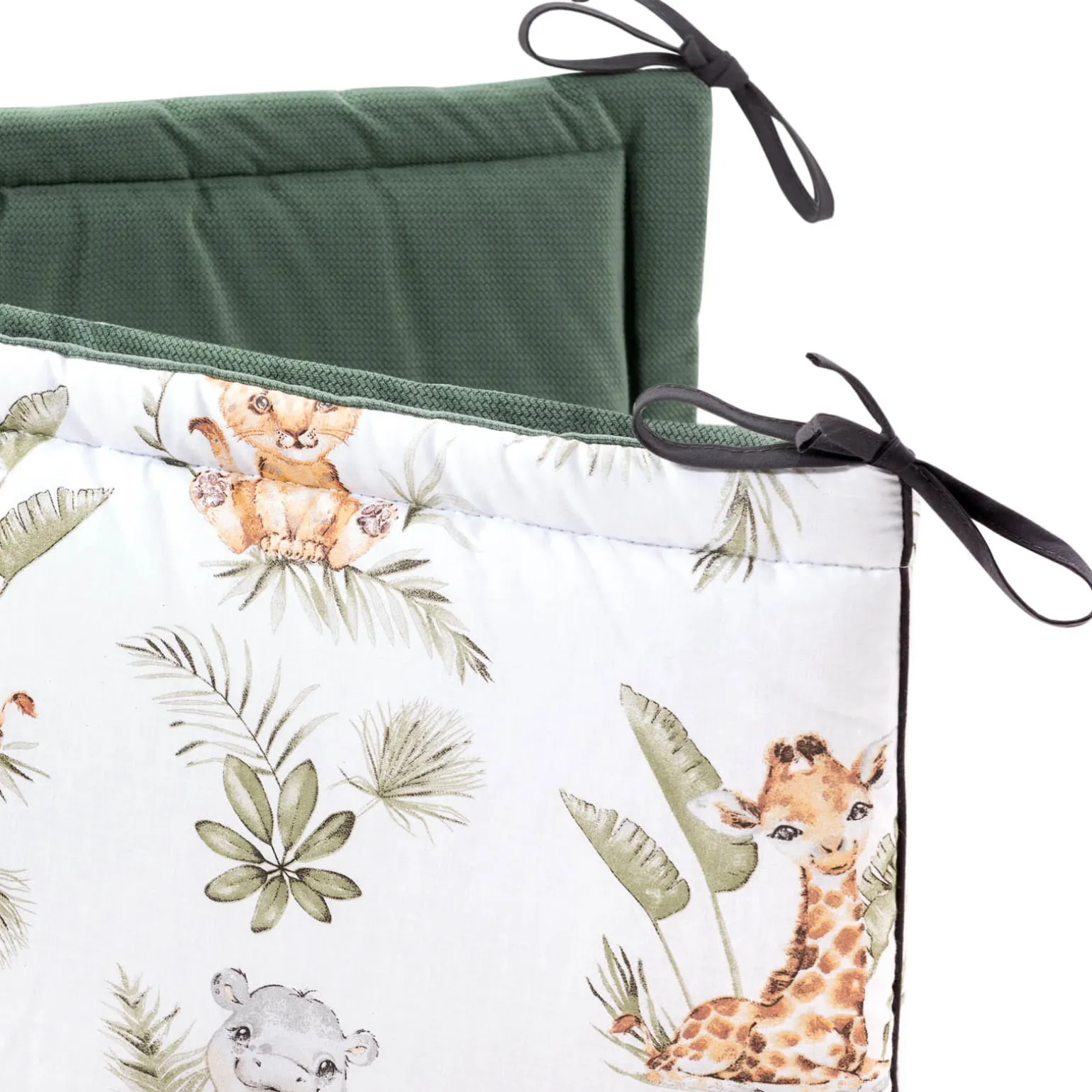 Ochraniacz do łóżeczka - Savanna Fun i oliwkowy Velvet