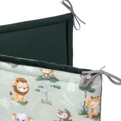 Ochraniacz do łóżeczka - Tropical Animals i butelkowy Velvet