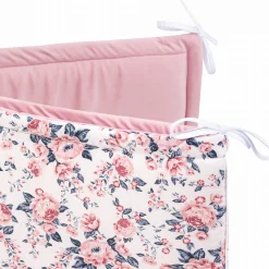 Ochraniacz do łóżeczka XXL - Roses i Smokey Pink Soft Velvet