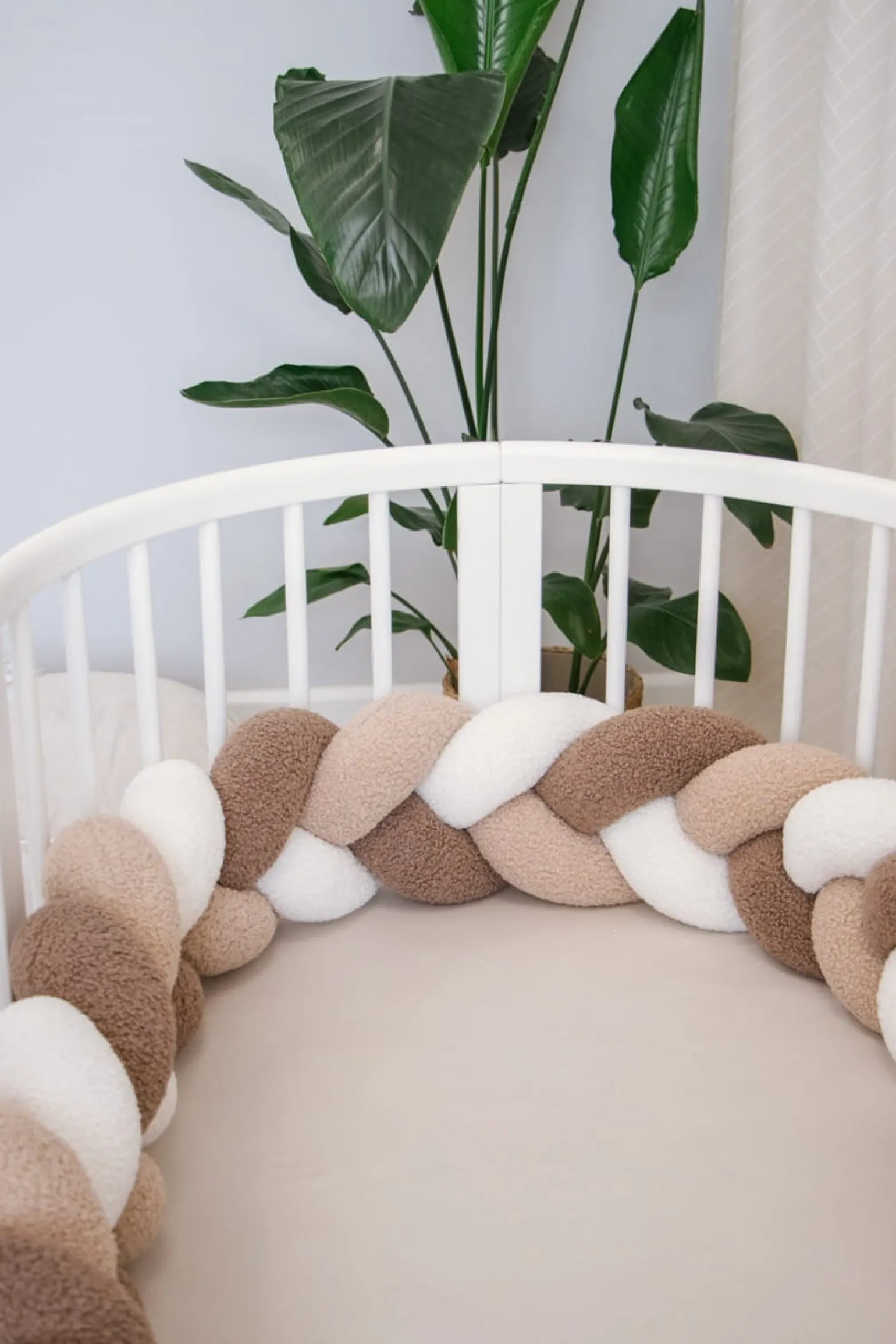 Ochraniacz warkocz do łóżeczka pleciony BOUCLE, 180 cm - Mix Beige