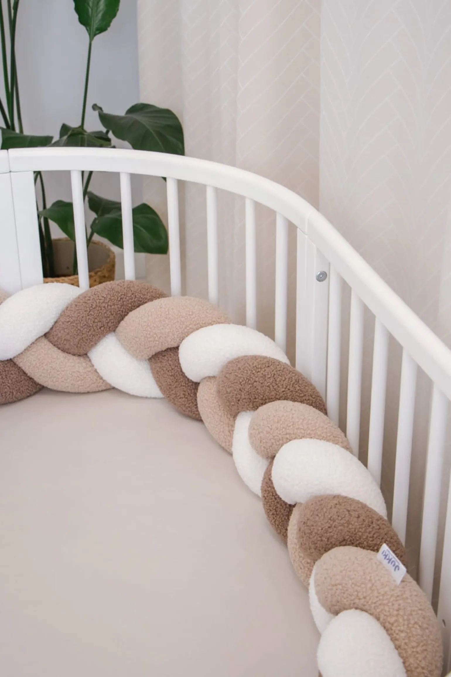 Ochraniacz warkocz do łóżeczka pleciony BOUCLE, 180 cm - Mix Beige