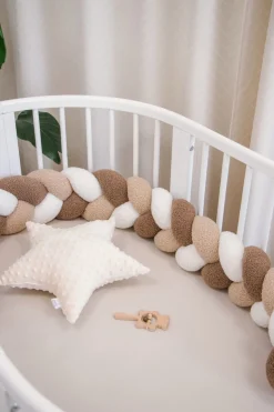 Ochraniacz warkocz do łóżeczka pleciony BOUCLE, 180 cm - Mix Beige