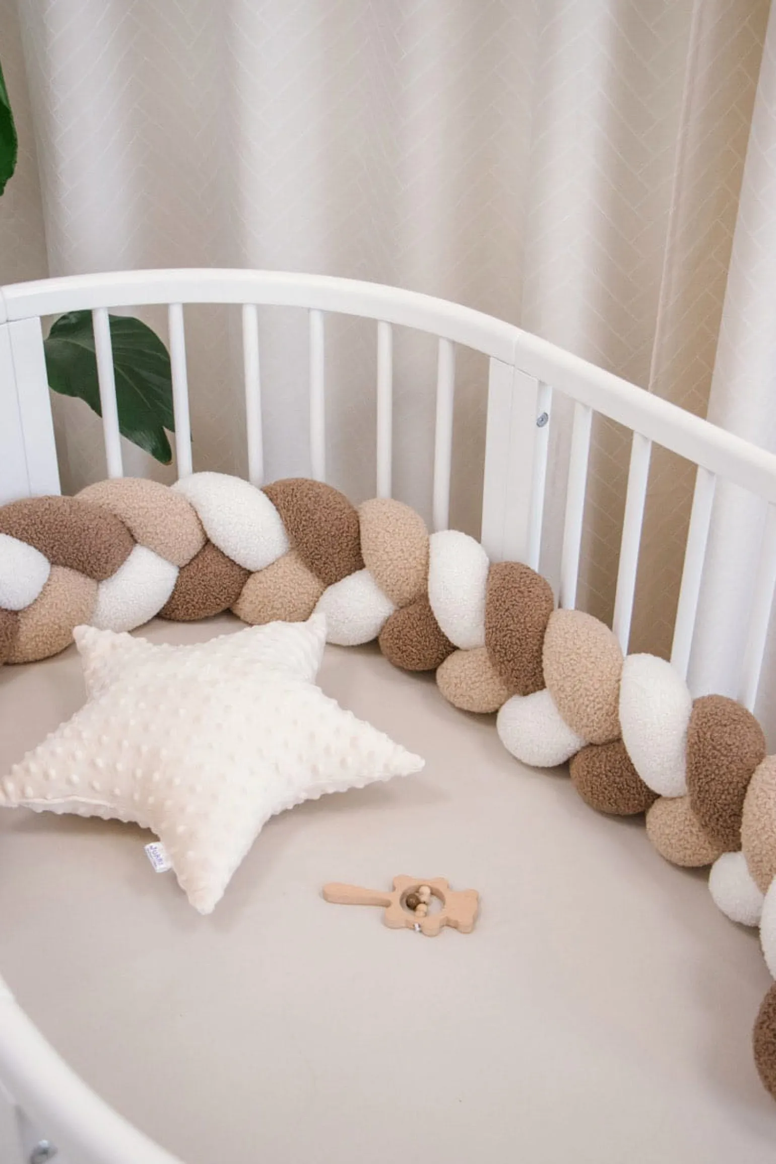 Ochraniacz warkocz do łóżeczka pleciony BOUCLE, 180 cm - Mix Beige