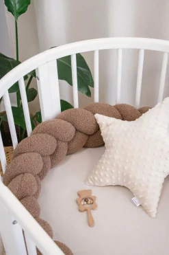 Ochraniacz warkocz do łóżeczka pleciony BOUCLE, 180 cm - Brown