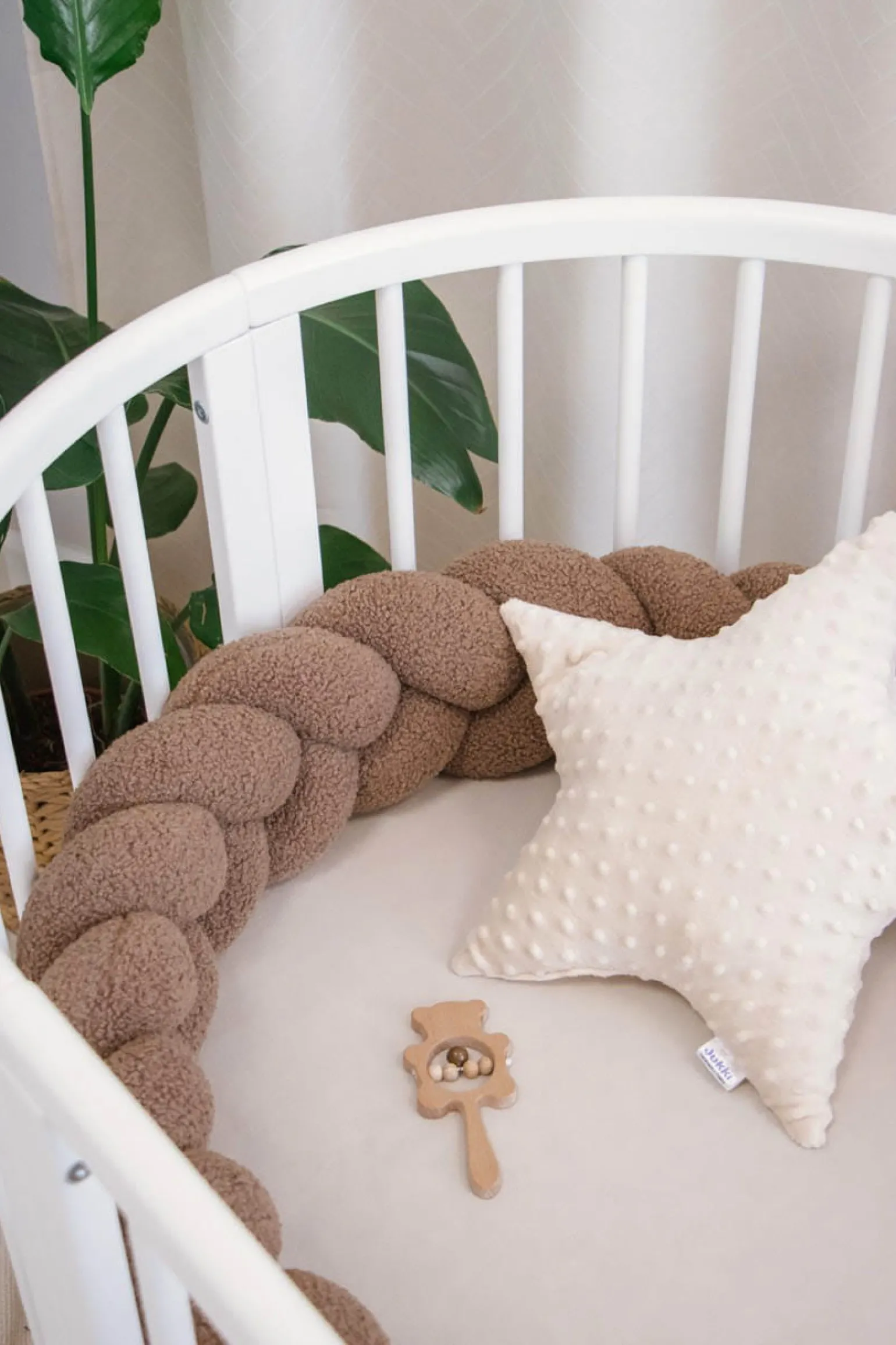 Ochraniacz warkocz do łóżeczka pleciony BOUCLE, 180 cm - Brown