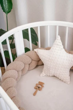 Ochraniacz warkocz do łóżeczka pleciony BOUCLE, 180 cm - Beige
