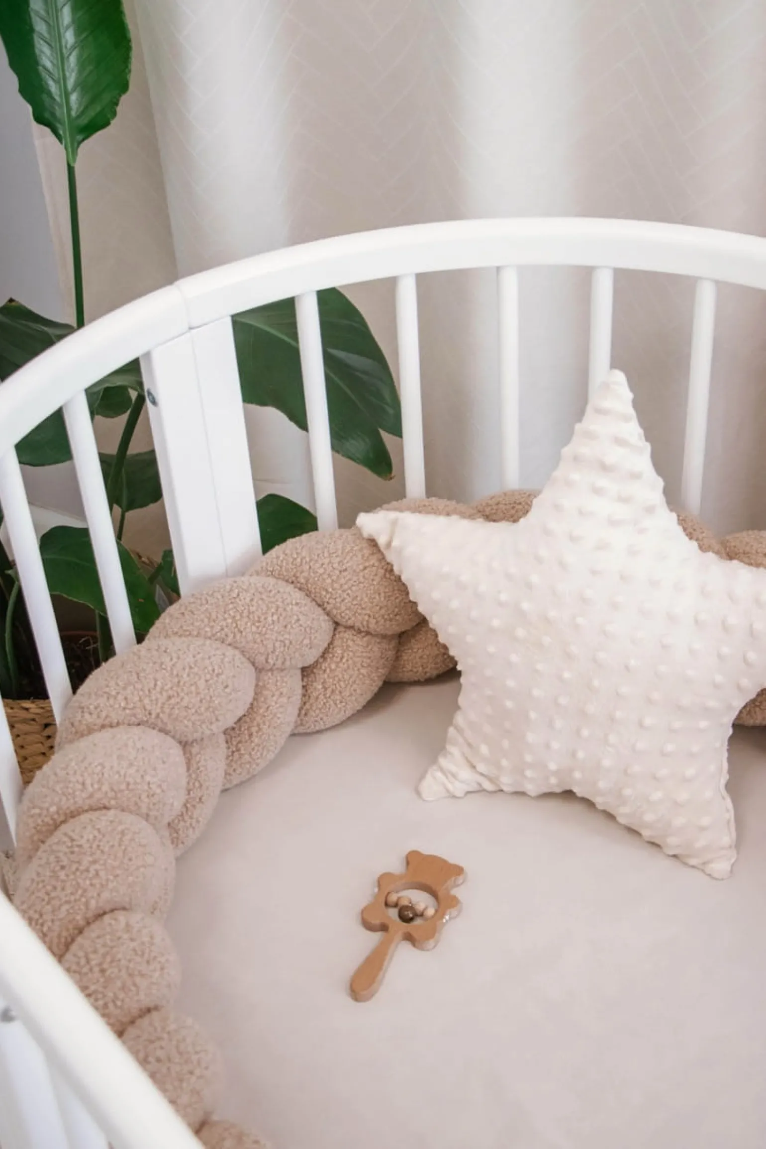 Ochraniacz warkocz do łóżeczka pleciony BOUCLE, 180 cm - Beige