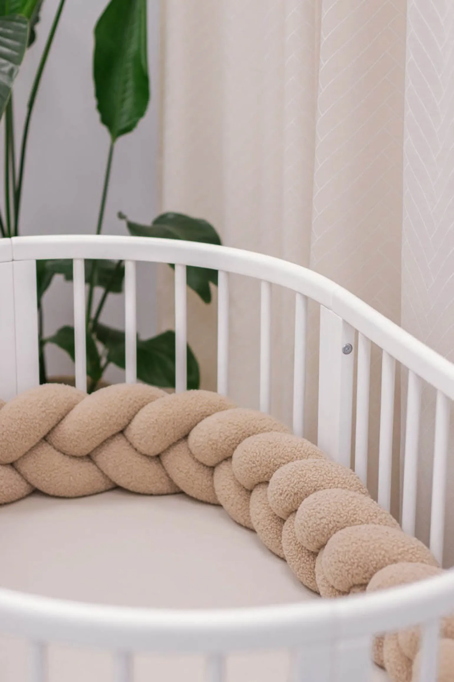 Ochraniacz warkocz do łóżeczka pleciony BOUCLE, 180 cm - Beige