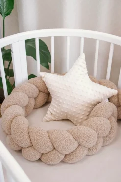 Ochraniacz warkocz do łóżeczka pleciony BOUCLE, 180 cm - Beige