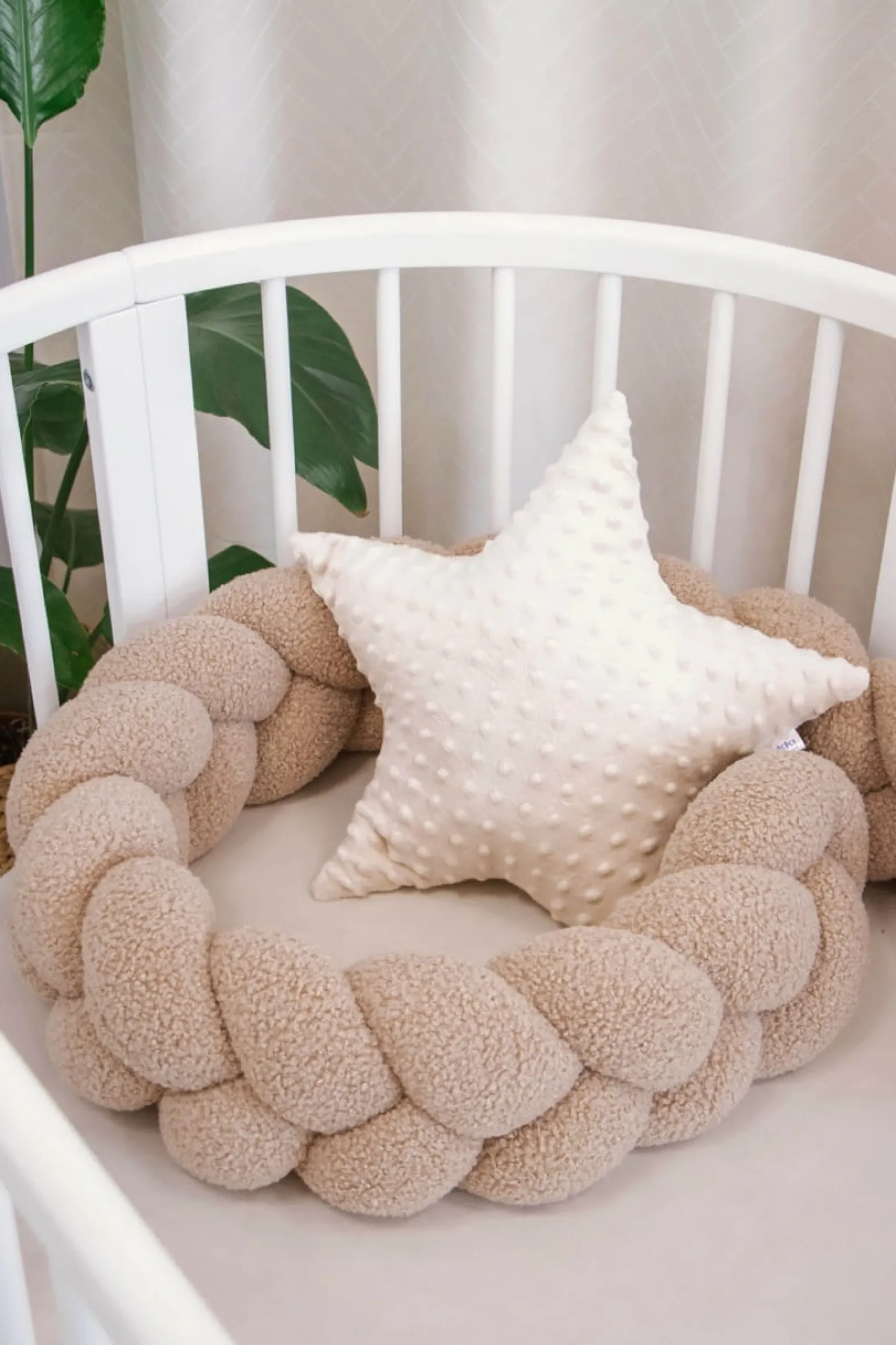 Ochraniacz warkocz do łóżeczka pleciony BOUCLE, 180 cm - Beige