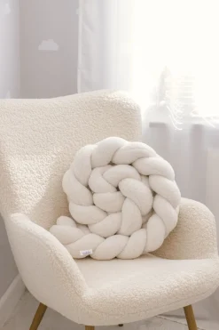Ochraniacz warkocz do łóżeczka pleciony BOUCLE, 180 cm - Ecru