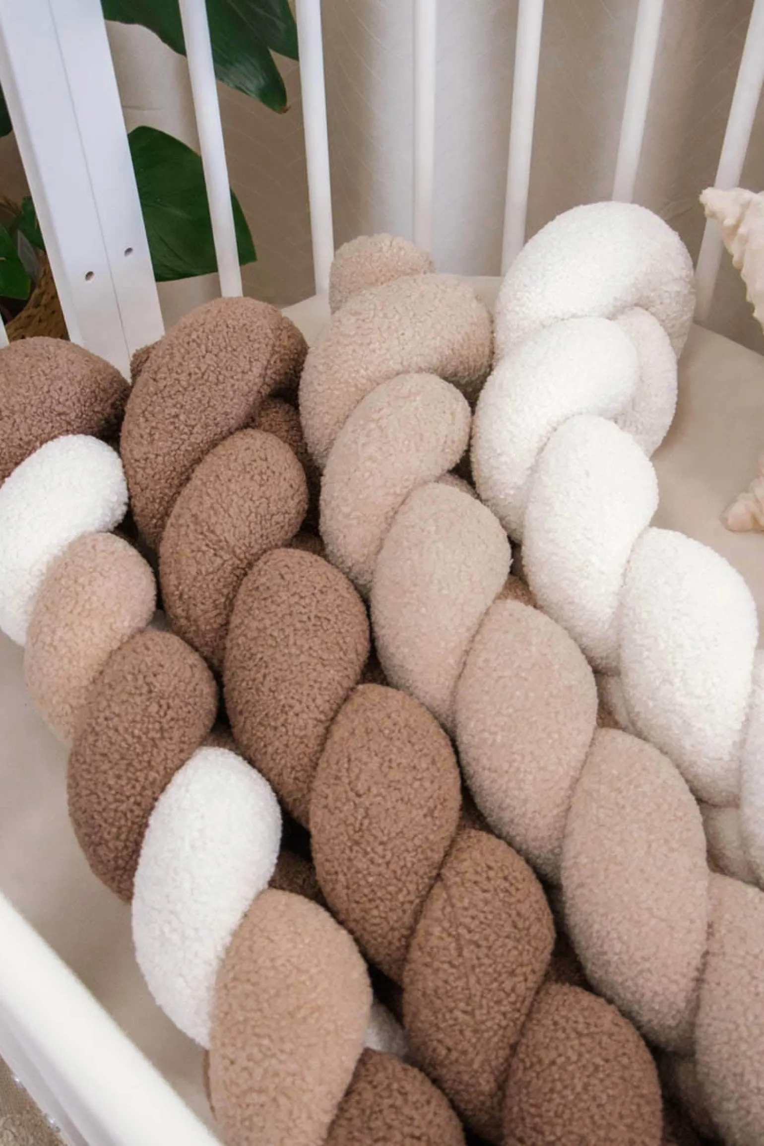 Ochraniacz warkocz do łóżeczka pleciony BOUCLE, 180 cm - Ecru