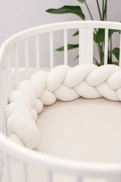 Ochraniacz warkocz do łóżeczka pleciony BOUCLE, 180 cm - Ecru