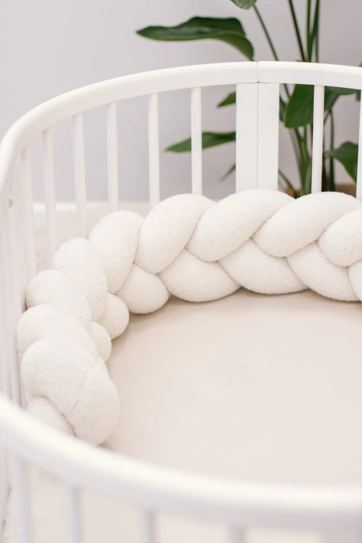 Ochraniacz warkocz do łóżeczka pleciony BOUCLE, 180 cm - Ecru