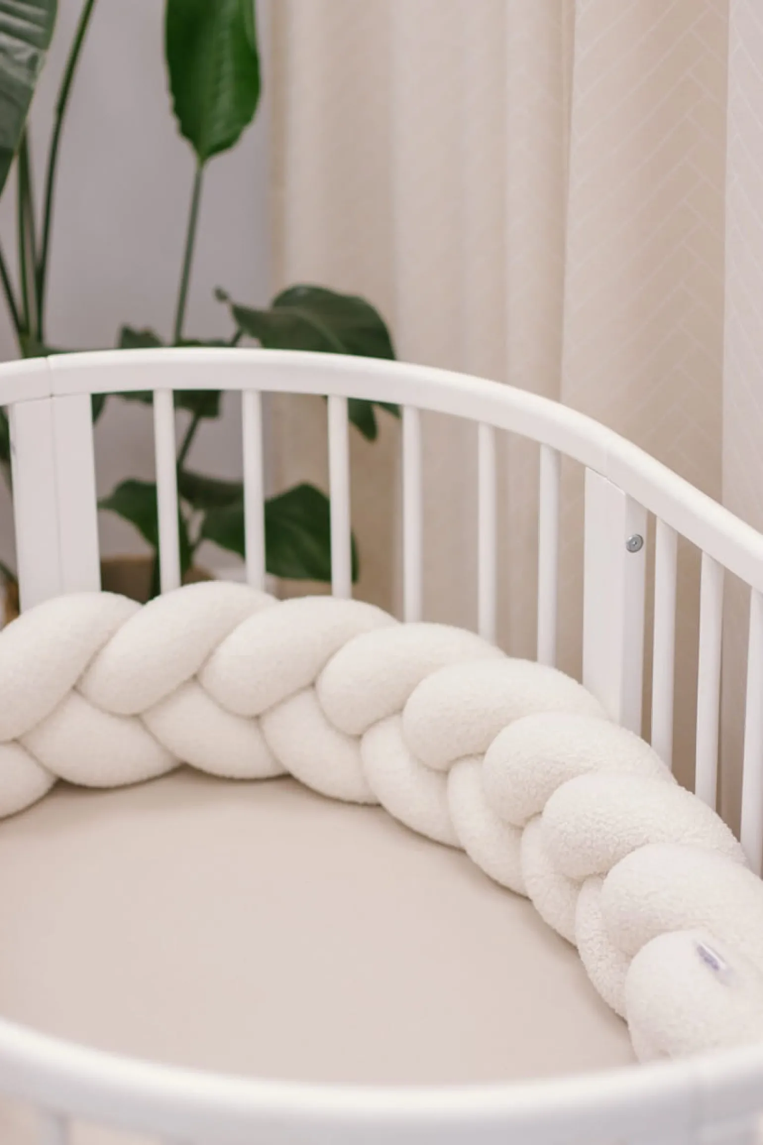 Ochraniacz warkocz do łóżeczka pleciony BOUCLE, 180 cm - Ecru