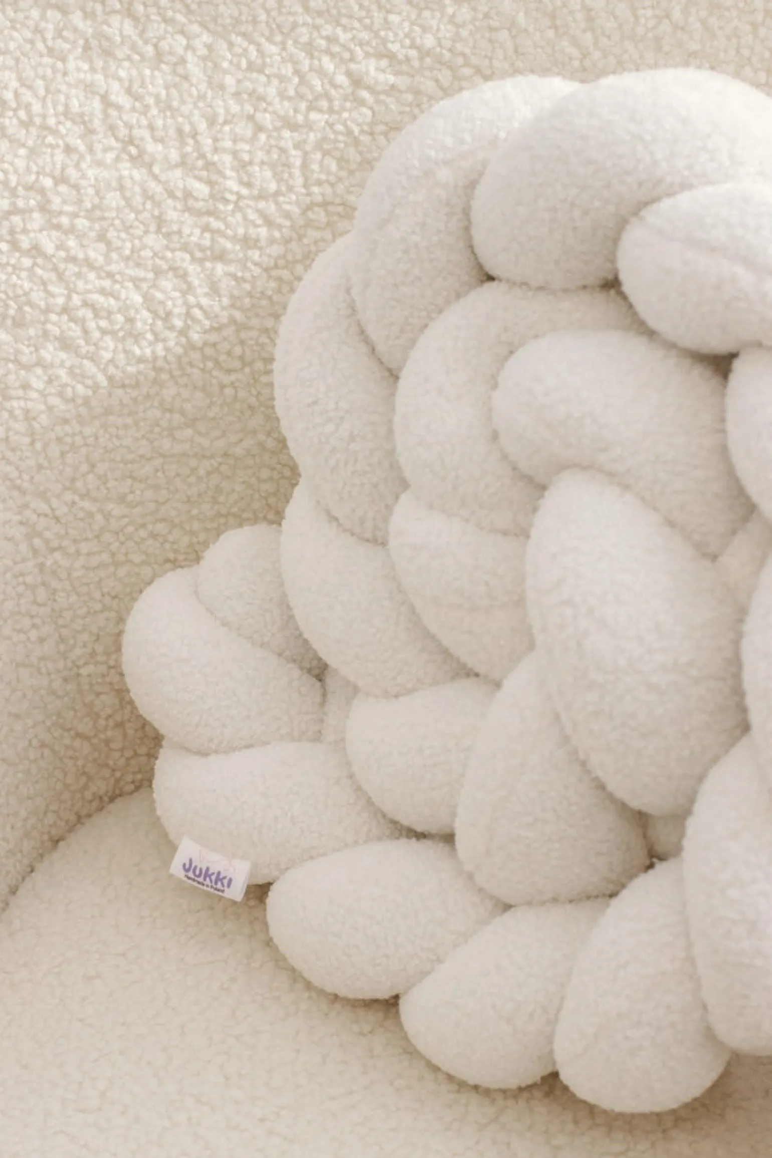 Ochraniacz warkocz do łóżeczka pleciony BOUCLE, 180 cm - Ecru