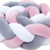 Ochraniacz warkocz do łóżeczka pleciony, 200 cm - Mix Pink