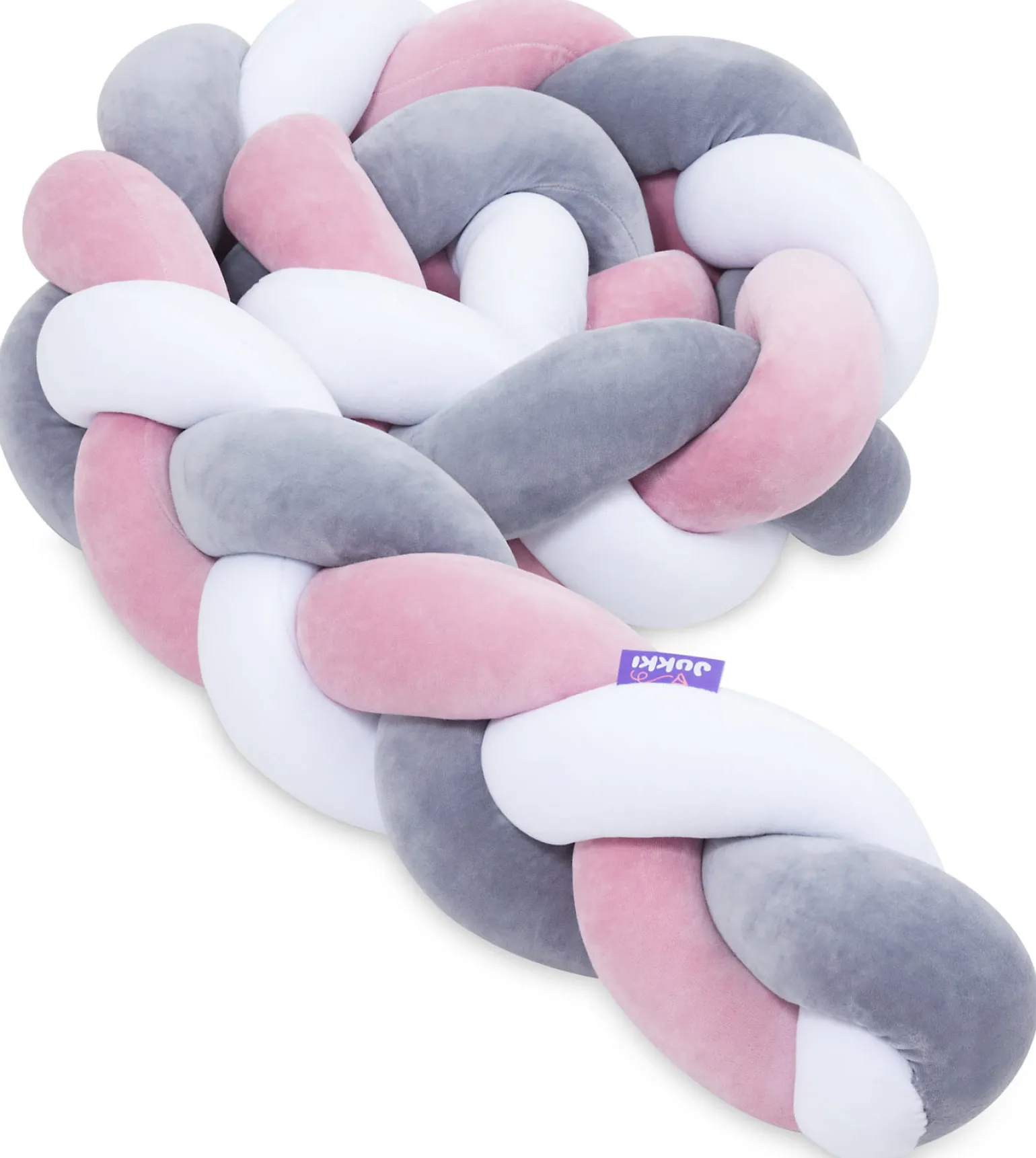 Ochraniacz warkocz do łóżeczka pleciony, 200 cm - Mix Pink