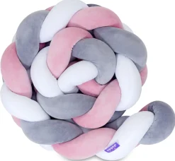Ochraniacz warkocz do łóżeczka pleciony, 200 cm - Mix Pink