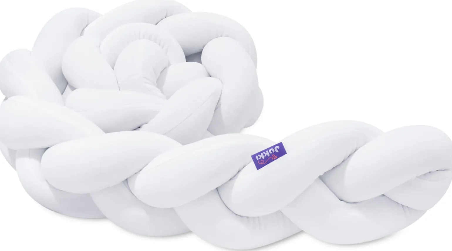 Ochraniacz warkocz do łóżeczka pleciony, 200 cm - Biały