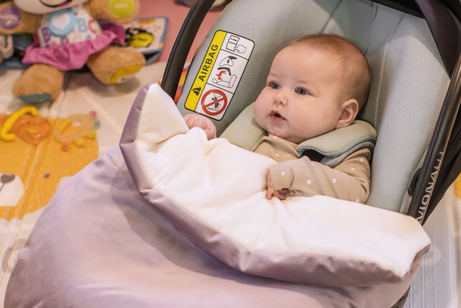 Okrycie, osłonka na nóżki - Plusz ecru i wrzosowy Soft Velvet