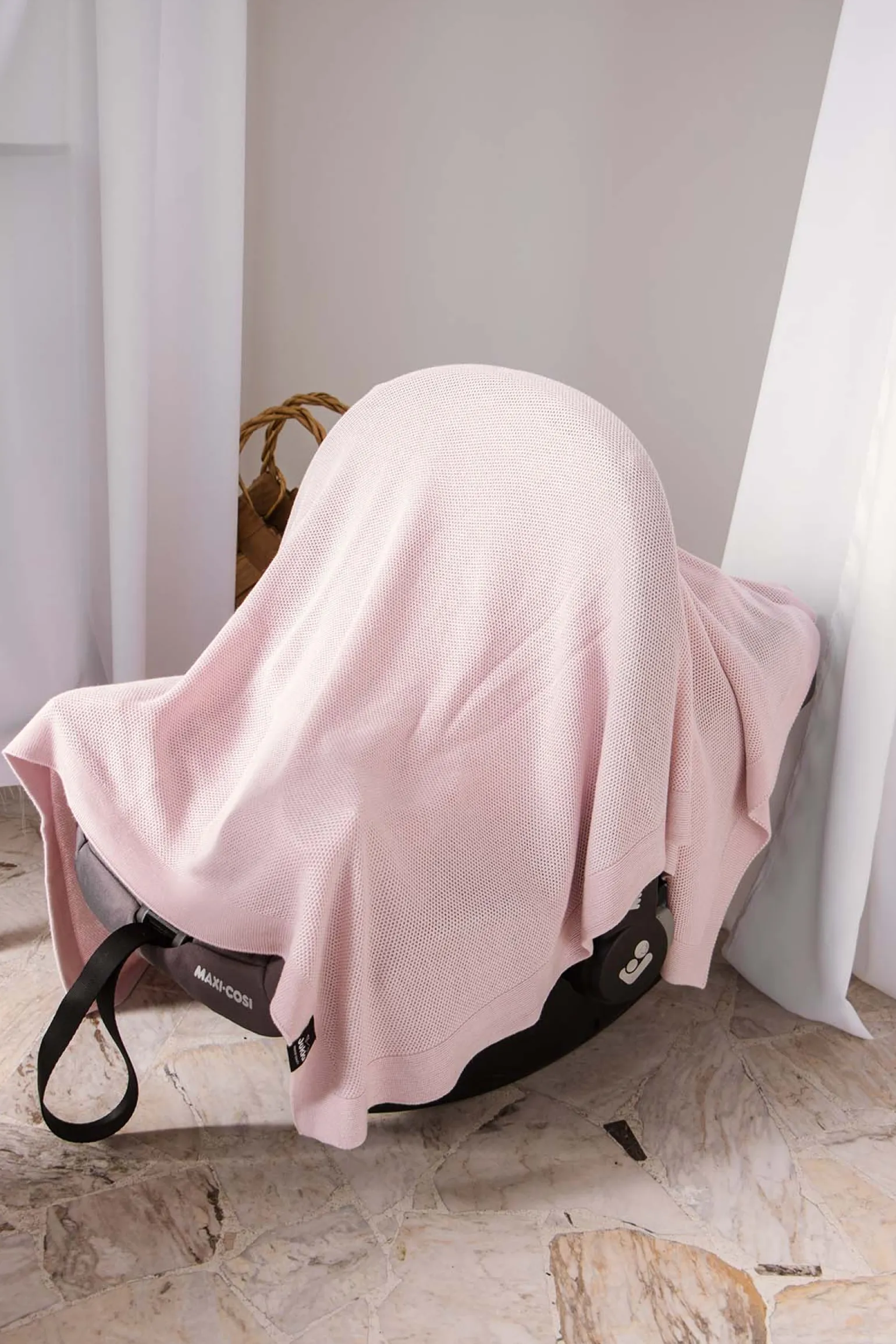 Otulacz bambusowy – kocyk mgiełka – pastel pink