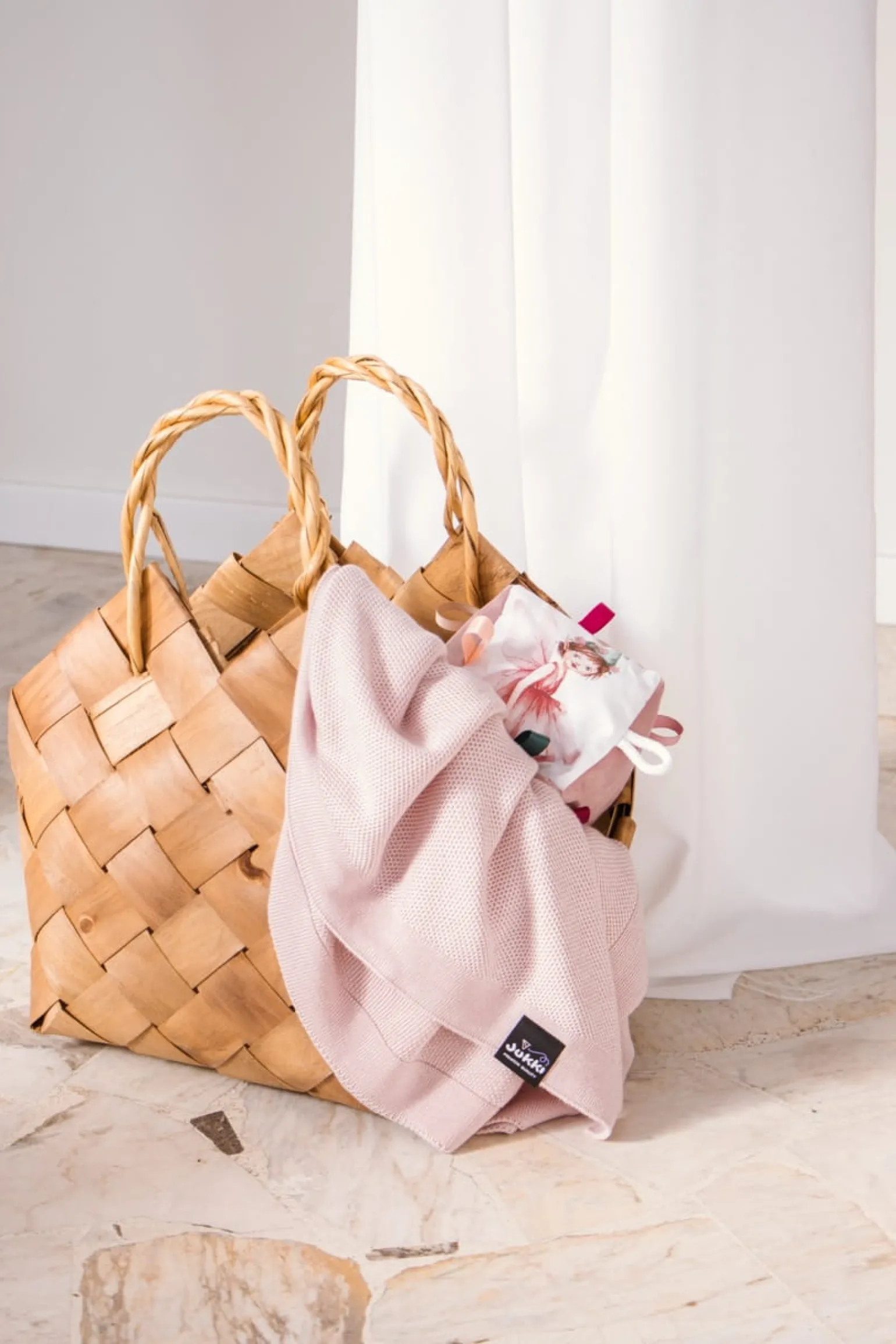 Otulacz bambusowy – kocyk mgiełka – pastel pink