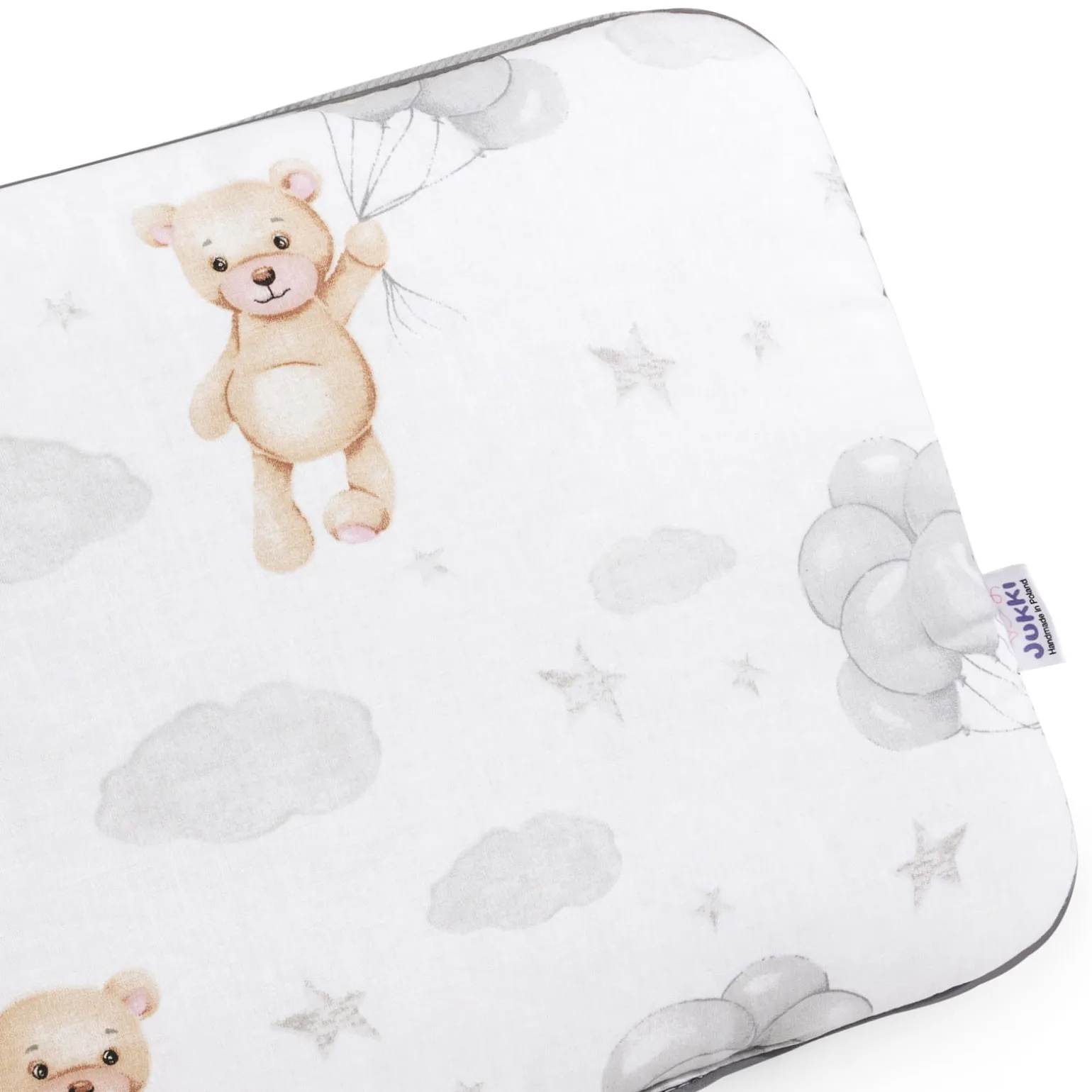 Płaska poduszka 30x40cm - Cloudy Bears i szary Velvet