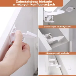 Piambo Blokada ukryta, zabezpieczenie do szafek, szuflad, mebli 2 szt.