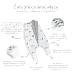 Śpiworek niemowlęcy - ocieplany z nogawkami - Boho Bears