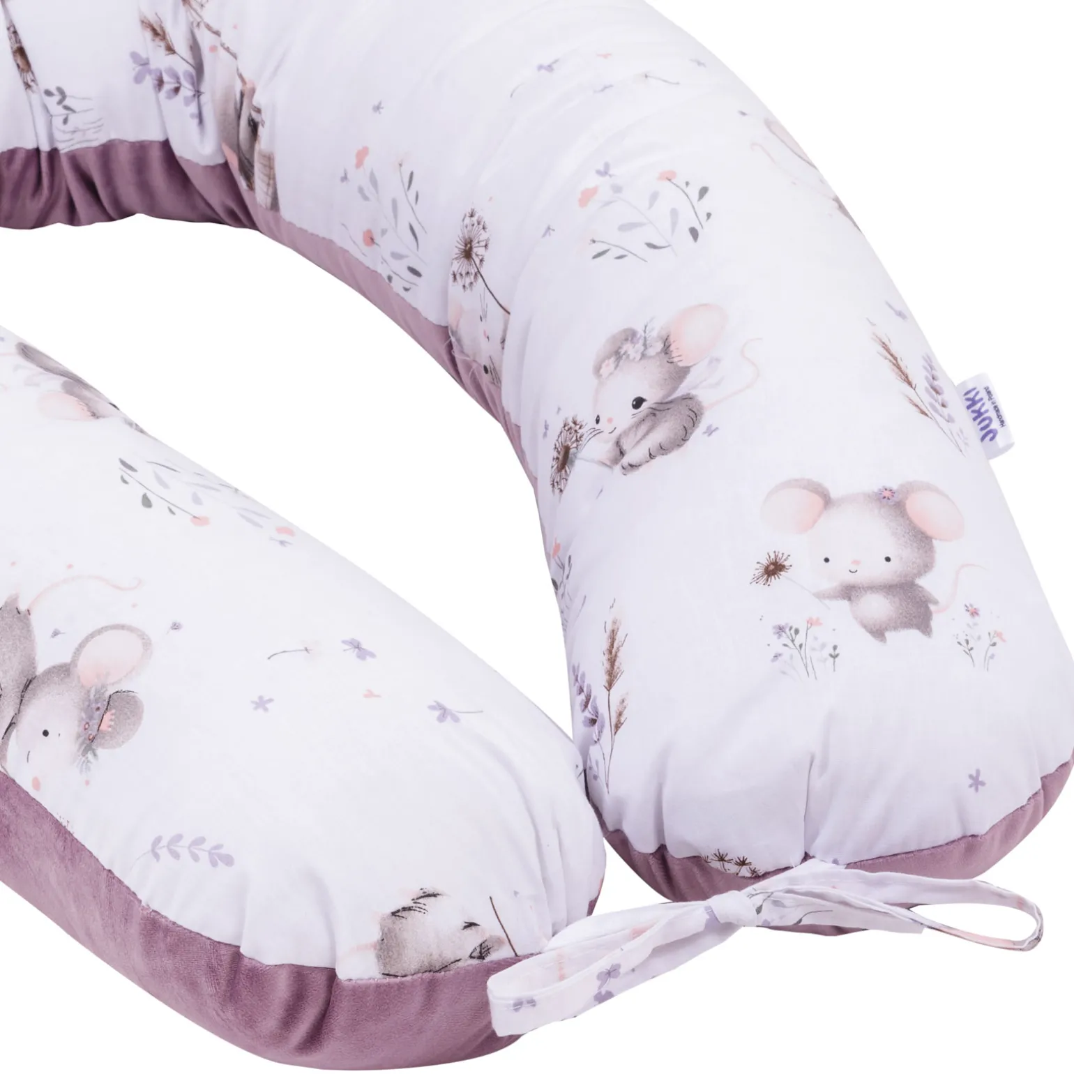 Poduszka ciążowa - Lovely Mouse i Wrzosowy Soft Velvet