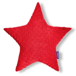 Poduszka gwiazdka Minky - czerwone Minky