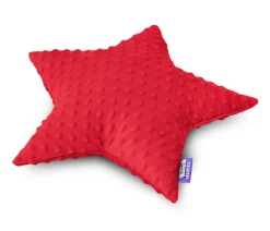 Poduszka gwiazdka Minky - czerwone Minky