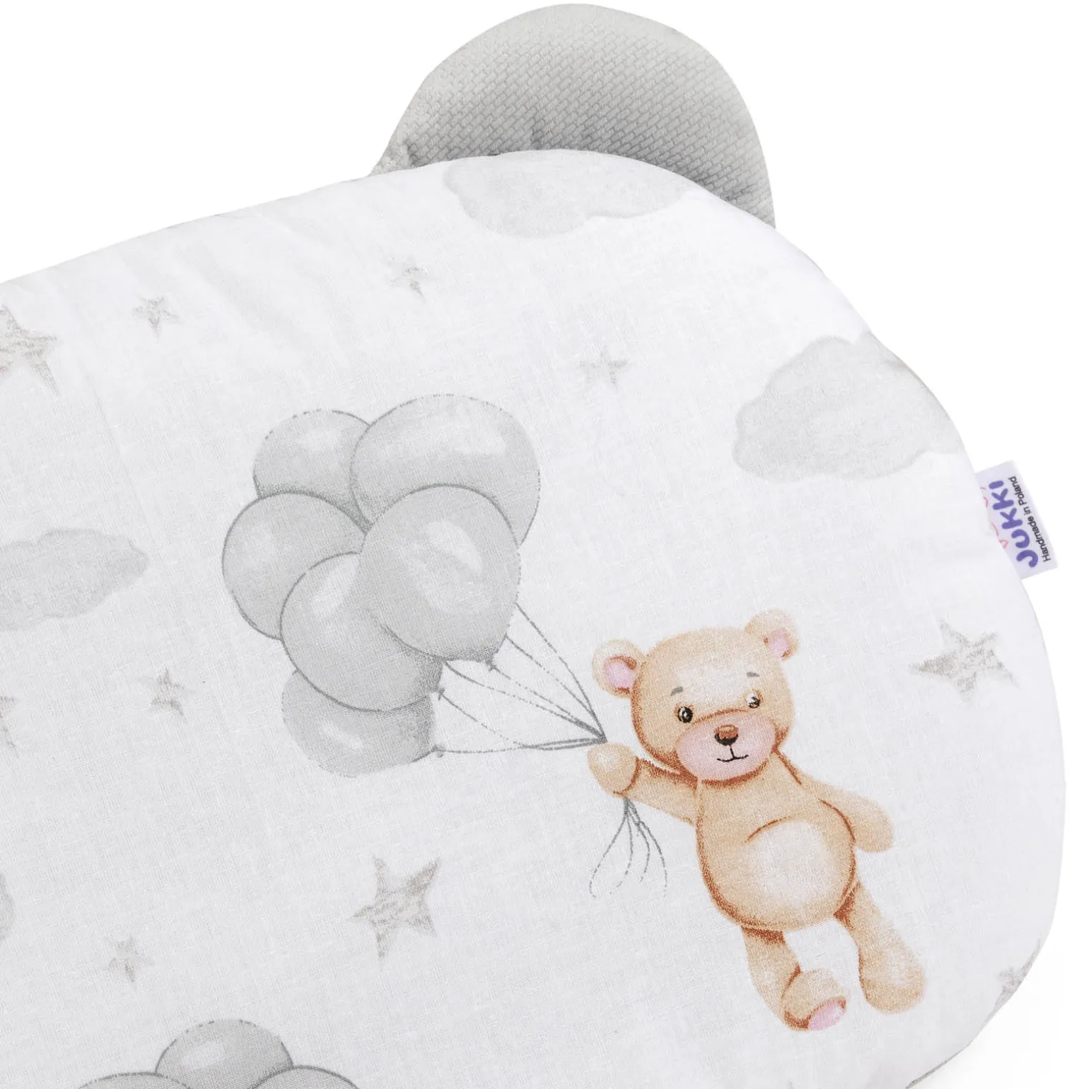 Poduszka MIŚ - Cloudy Bears i szary Velvet