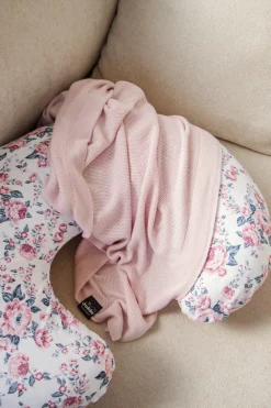Poduszka rogal + zdejmowana poszewka - Roses i Smokey Pink Soft Velvet