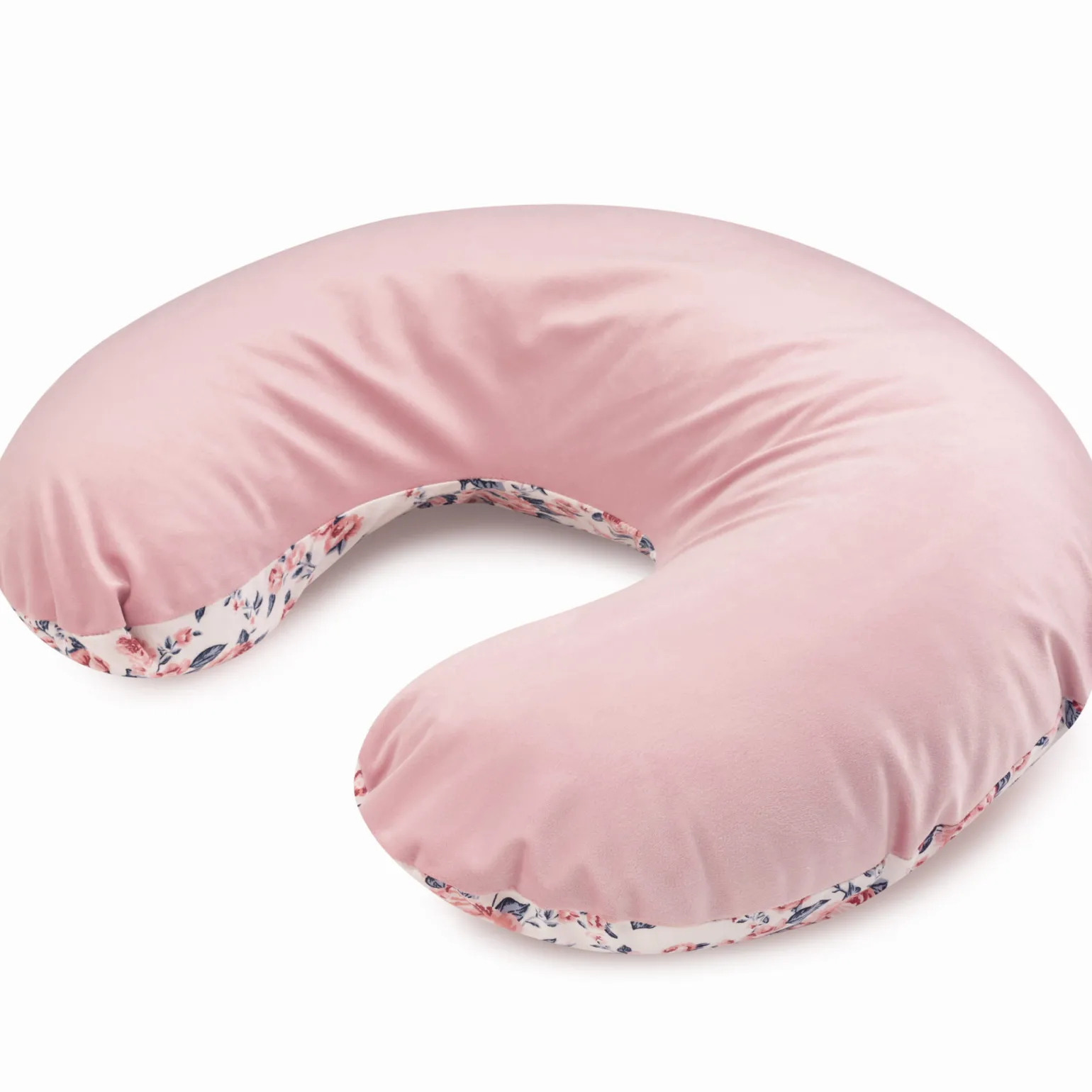Poduszka rogal + zdejmowana poszewka - Roses i Smokey Pink Soft Velvet